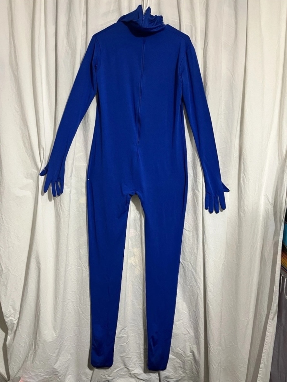 Blue Full Body Y-1703 Spandex Zippered Hooded Unitard Costume